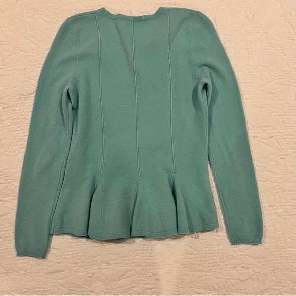 100% Cashmere Antonio Melani Peplum Sweater Blue Womens Small - Picture 8 of 8